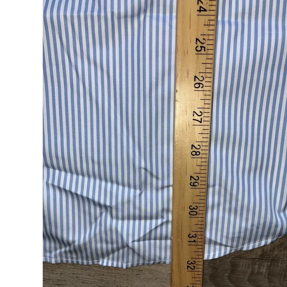 Gucci Shirt Men's 19 48 Blue Striped White Collar Poplin Button Up Uniform NEW